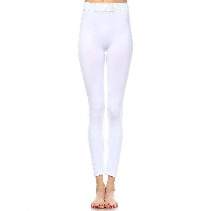 Women's Slim Fit Solid Leggings - One Size Fits Most - White Mark | Target