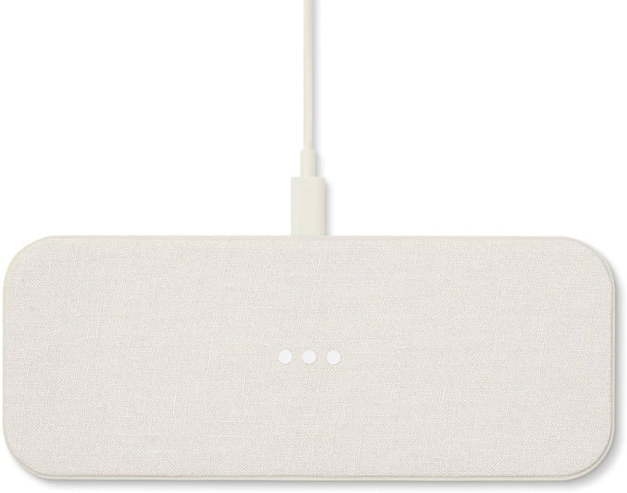 Courant Catch:2 - Belgian Linen Dual Wireless Charging Pad - Qi-Certified - Compatible with iPhon... | Amazon (US)