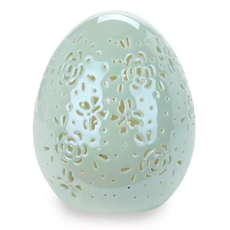 New! LED Green Ceramic Egg Statue, 5 in. | Kirklands