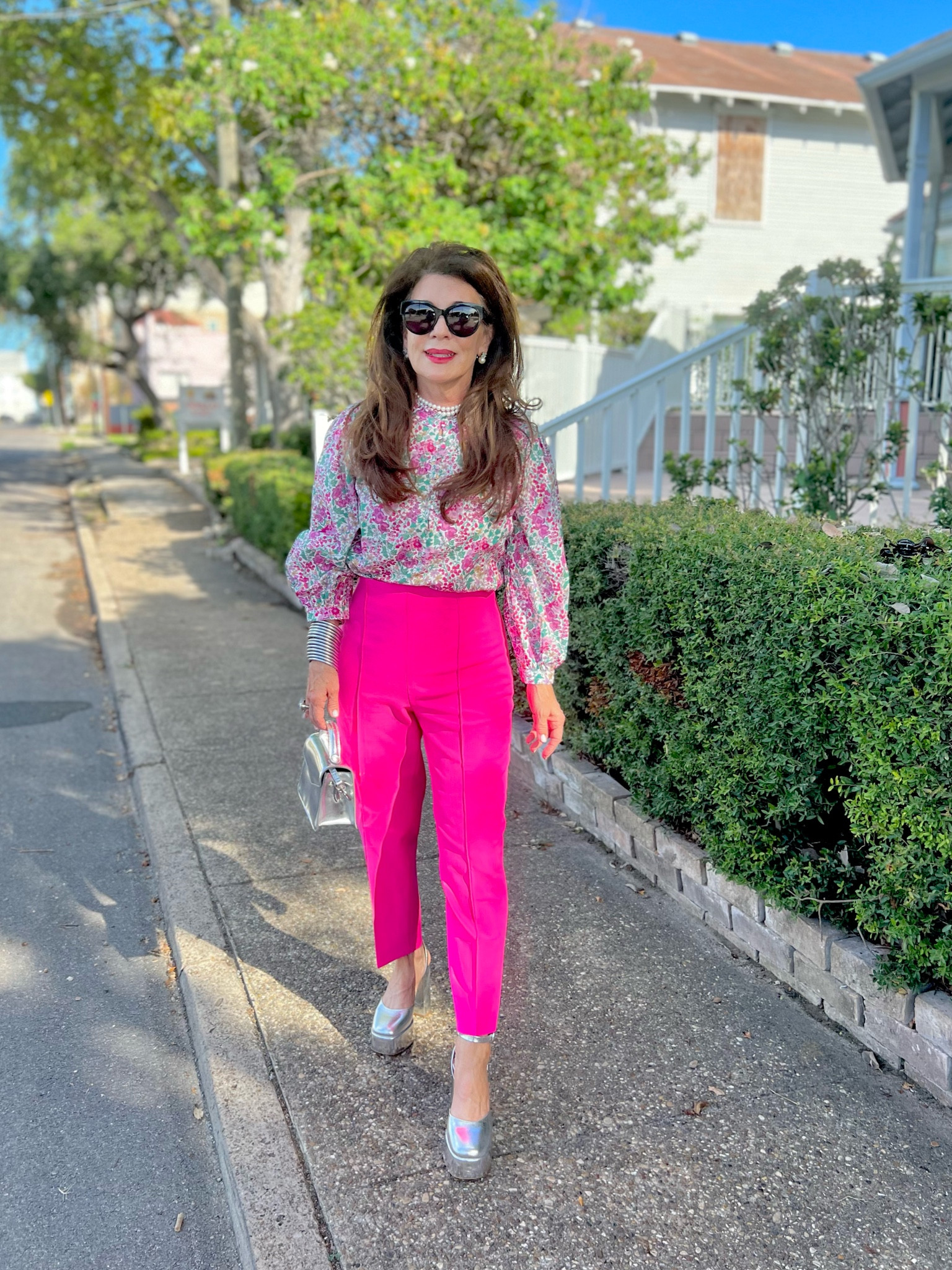 Dancing in the side walk beautiful Liberty London dropped new styles. I know my blouse is pink but the fabric says Fall. It’s both, my trousers and shirt fits TTS and my trousers has a lil stretch. Don’t forget to check out my top, it’s on sale. 
.
Fall Outfits


#LTKstyletip #LTKsalealert #LTKover40