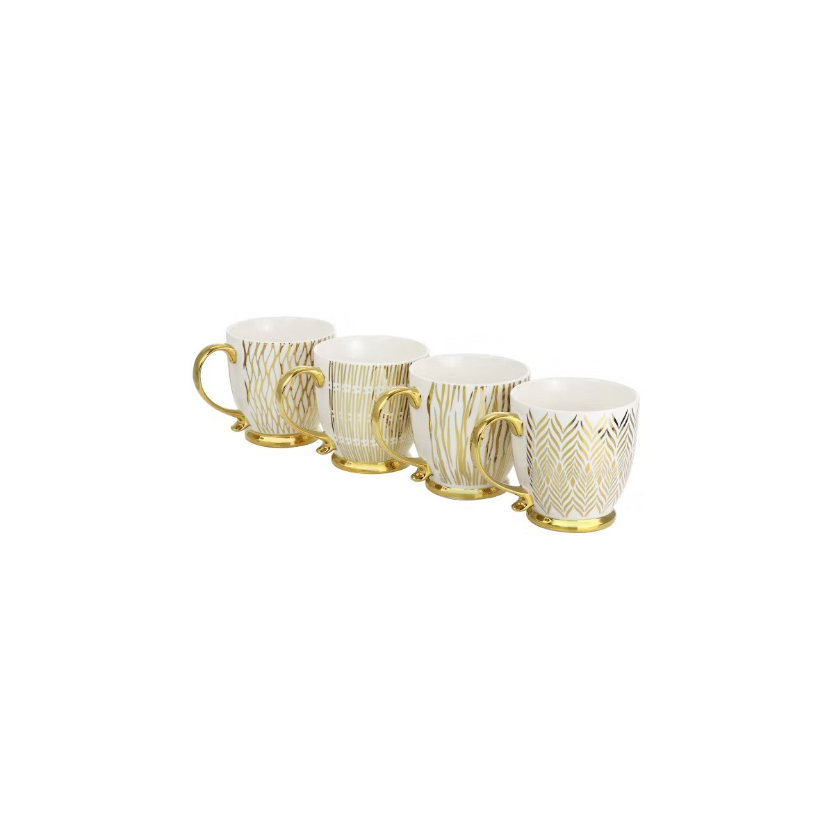 Gibson Home Gold Finch 4 Piece 16.7oz Electroplated Fine Ceramic Mug Set in Gold | Target
