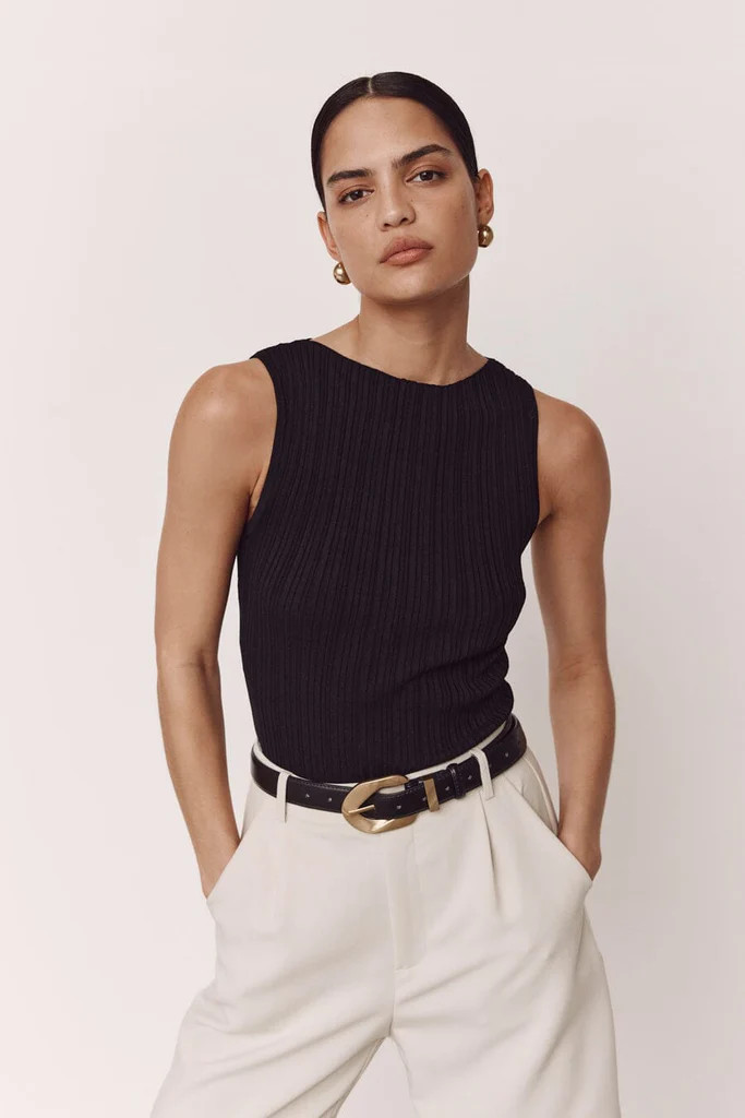 SIENNA BLACK KNIT TANK | DISSH