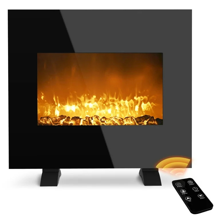 Lifeplus 26"1500-Watt Freestanding or Wall Mounted Electric Fireplace Heater, Black | Walmart (US)