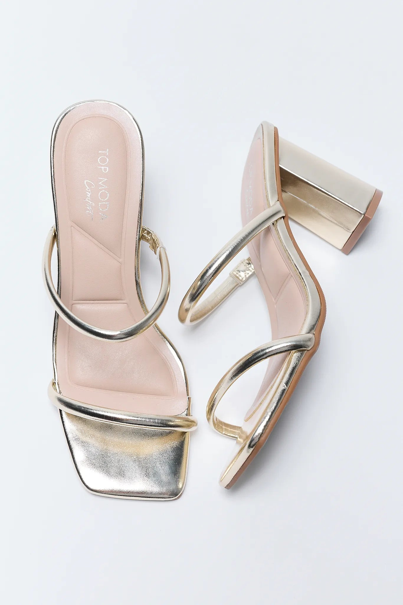 Kayce Gold Block Heels | Avara