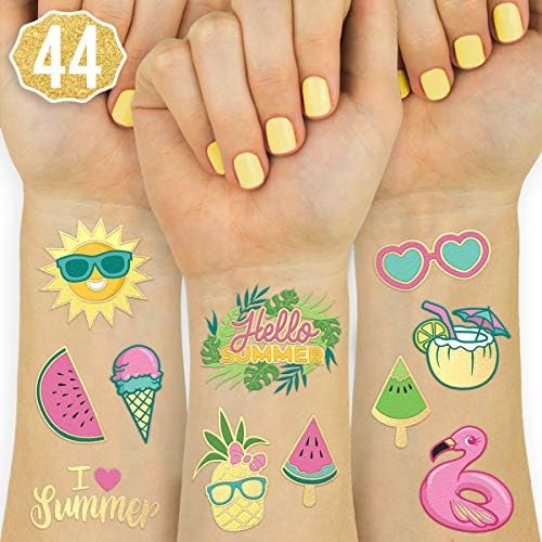 xo, Fetti Summer Pool Party Temporary Tattoos for Kids - Glitter styles | Birthday Party Supplies... | Amazon (US)