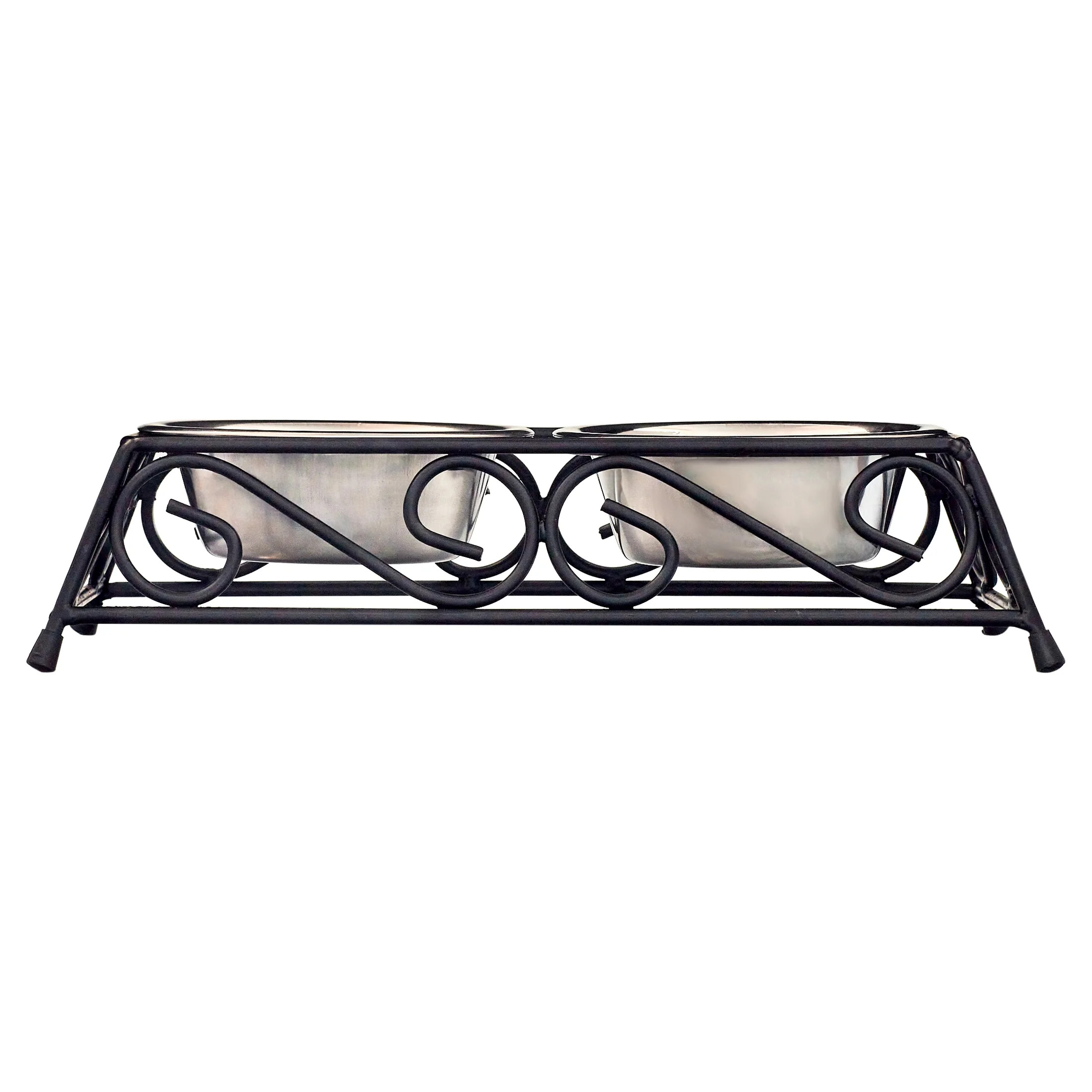 Gofetch Stainless Steel Pet Food Bowl with Double Diner in Black and Silver - Walmart.com | Walmart (US)