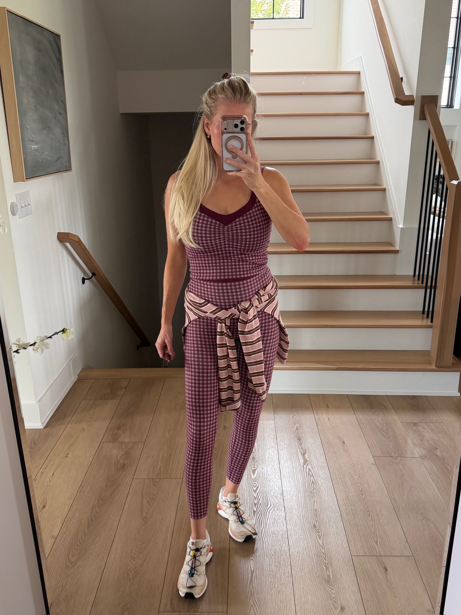 SIZE:  med in tank, bottoms, & sweater (tied around waist), shoes run tts! #kathleenpost

Walking outfit, fall fitness look, athleisure

#LTKootd #LTKfitnessgoals #LTKActive