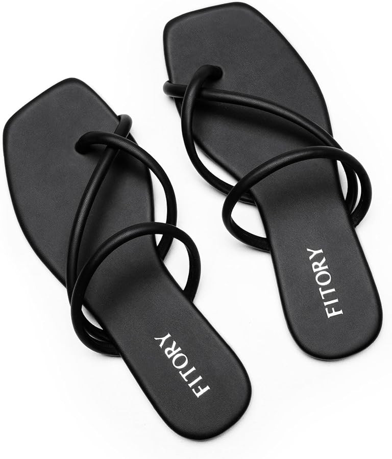 FITORY Women's Slide Sandals Flat Flip Flops with Cross Strap Thongs for Summer Size 6-11 | Amazon (US)