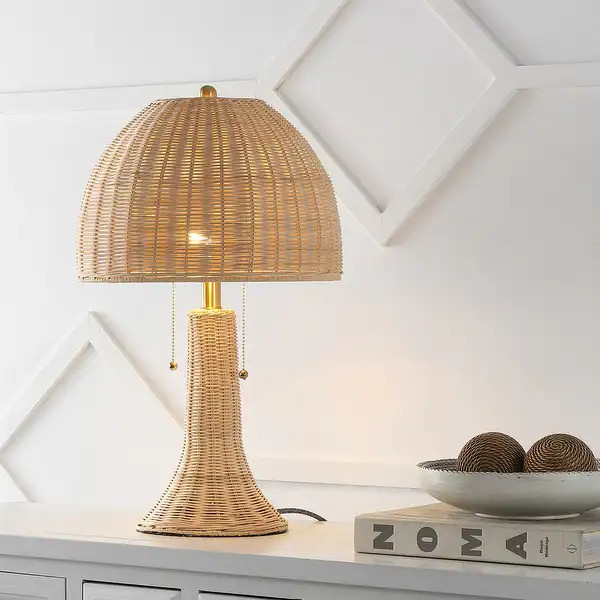 Margie 22" Bohemian Rustic Iron LED Table Lamp, Natural/Brass Gold by JONATHAN Y - Bed Bath & Bey... | Bed Bath & Beyond