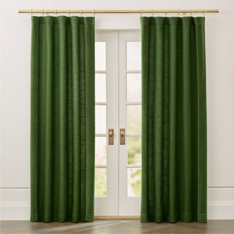 Ezria Green Linen Curtain Panel | Crate and Barrel | Crate & Barrel