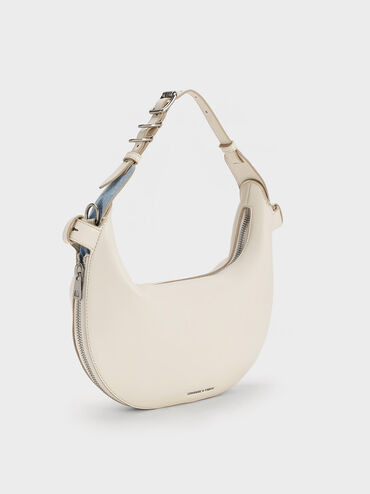 Cream Saskia Crescent Hobo Bag | CHARLES & KEITH | Charles & Keith US