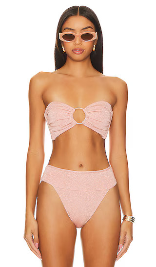 Tori Ties Bikini Top in Prima Pink Sparkle | Revolve Clothing (Global)