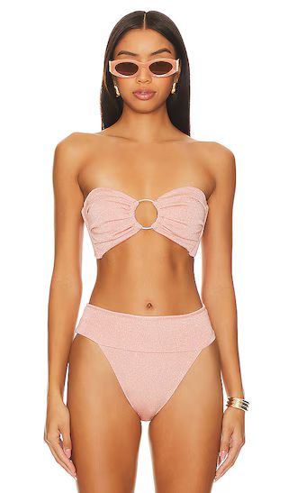 Tori Ties Bikini Top in Prima Pink Sparkle Blush Bikini Blush Pink Bikini Nude Bikini Swimsuit | Revolve Clothing (Global)