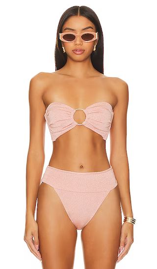 Tori Ties Bikini Top in Prima Pink Sparkle Blush Bikini Blush Pink Bikini Nude Bikini Swimsuit | Revolve Clothing (Global)