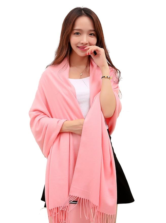 Anboor Cashmere Feel Blanket Scarf Super Soft with Tassel Solid Color Warm Shawl for Women | Amazon (US)