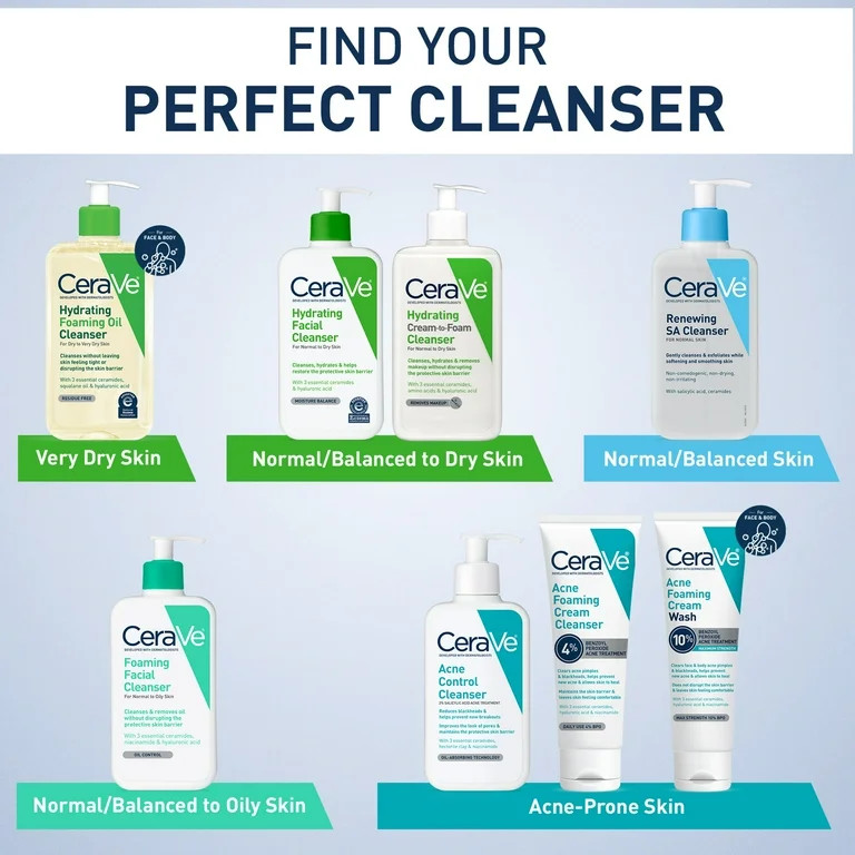 CeraVe Renewing SA Cleanser, Salicylic Acid Foaming Gel Face Wash For Smooth Skin, 8 fl oz | Walmart (US)