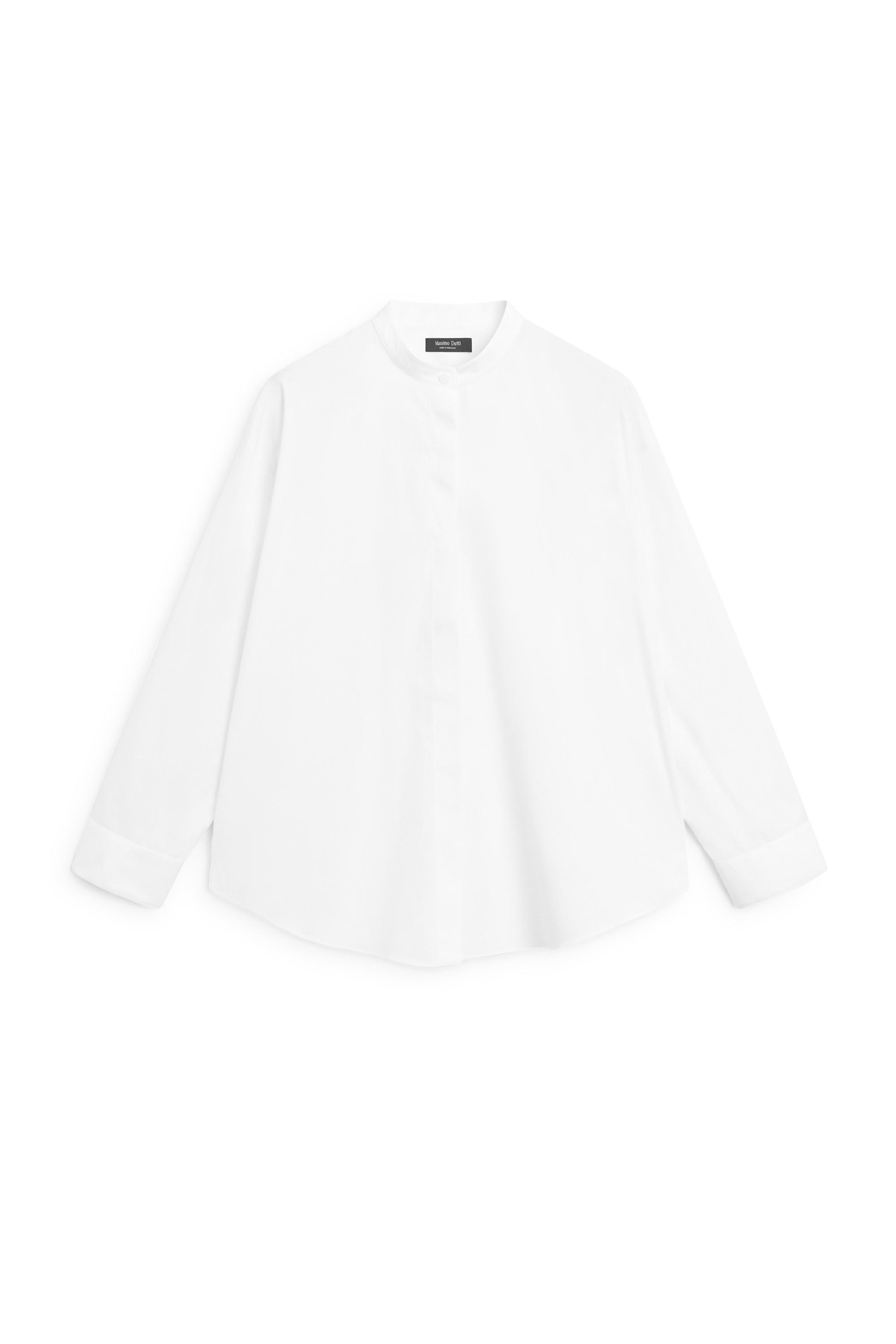 Poplin shirt with stand collar - WHITE | Massimo Dutti US