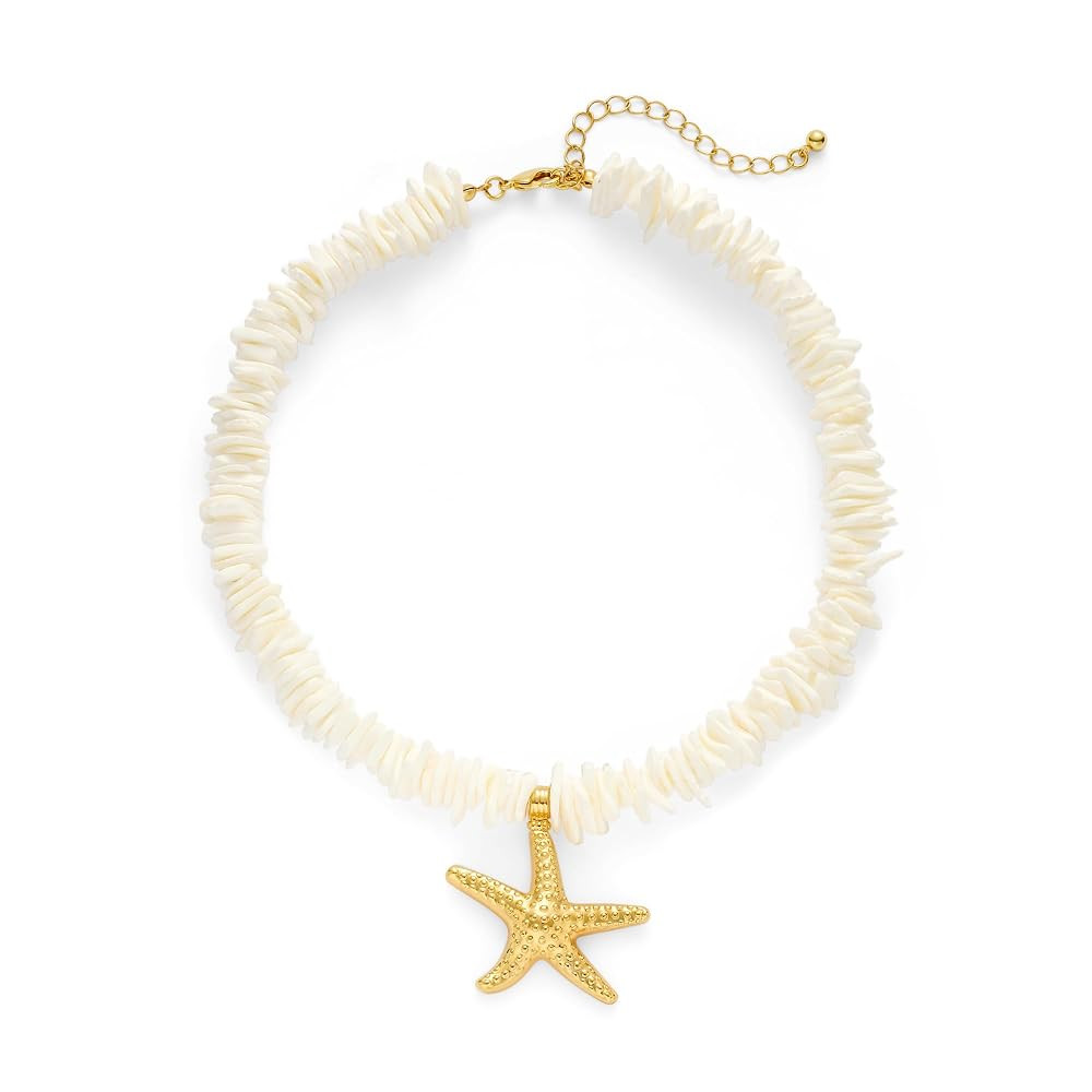Puka Shell Necklace for Women Starfish Statement Pendant Necklace Boho Summer Beach Choker Neckla... | Amazon (US)