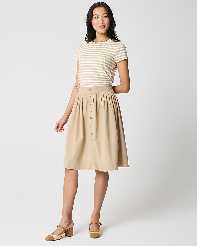 Pleated button-front midi skirt | J.Crew Factory