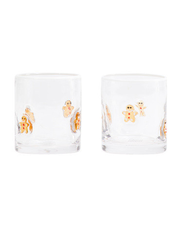 Set Of 2 Gingerbread Man Double Old-Fashion Glasses | TJ Maxx