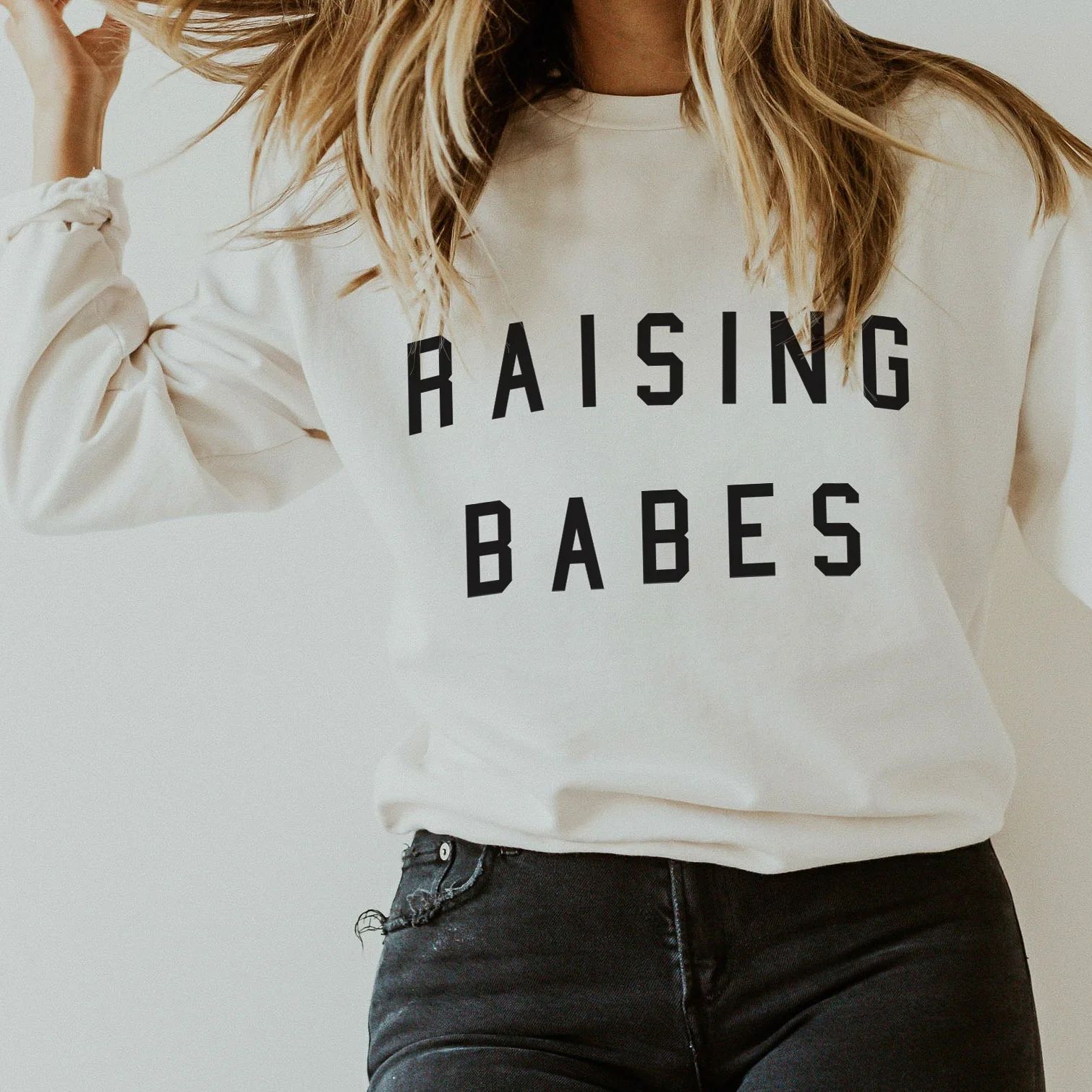 Womens Raising Babes Everyday Sweatshirt in Powder Color | Ford and Wyatt