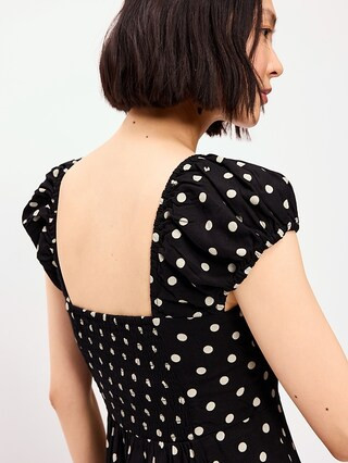 Short-Sleeve Fit & Flare Midi Dress | Old Navy (CA)