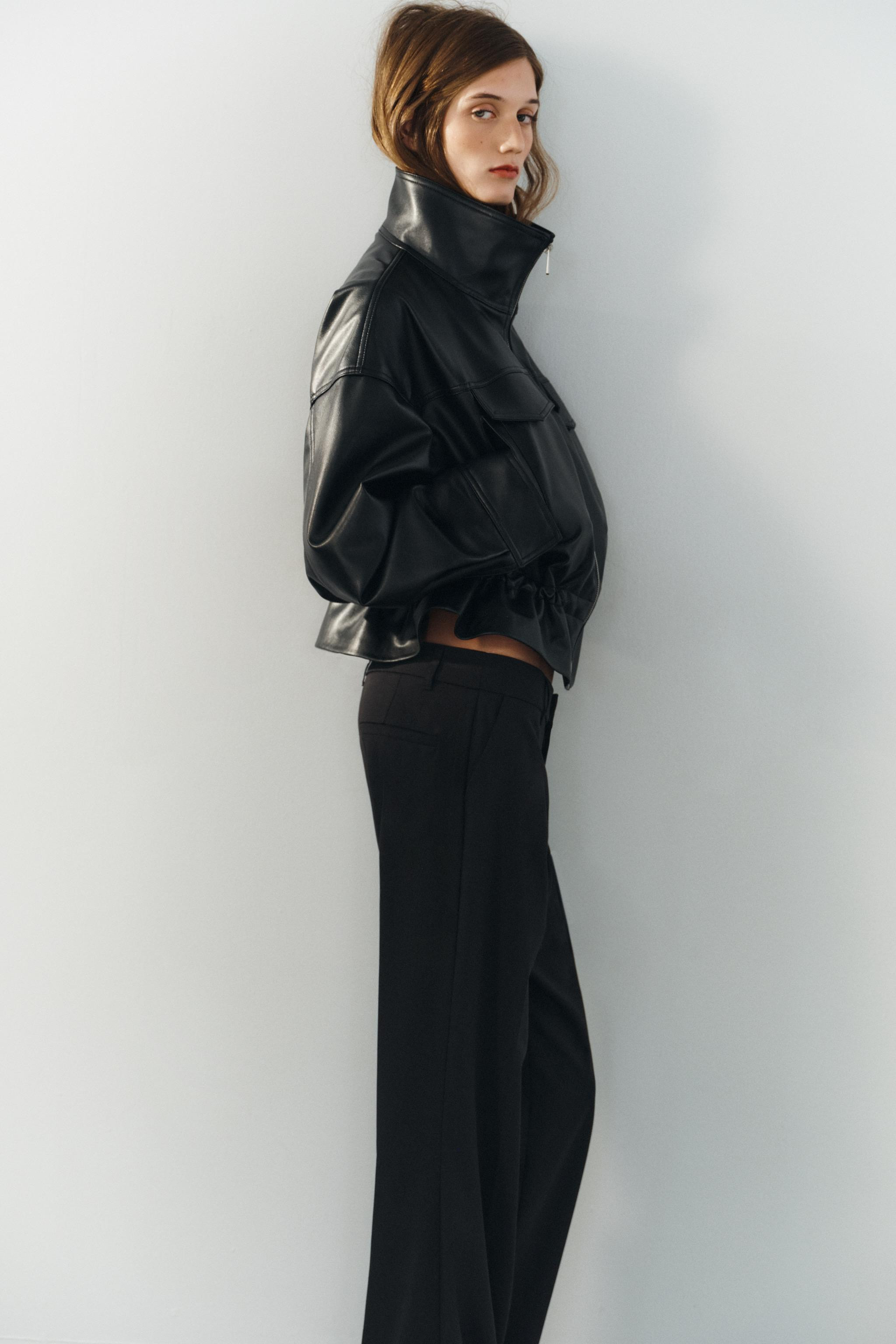 ADJUSTABLE WAIST FAUX LEATHER JACKET | Zara US