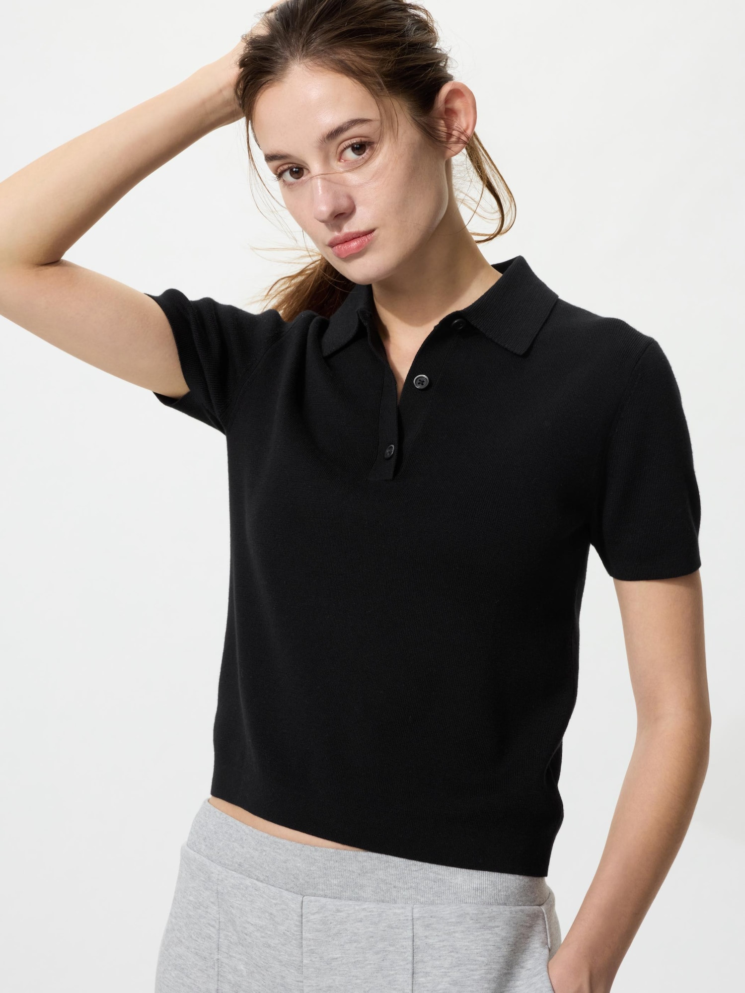 UNIQLO Women's Polo Short Sleeve Sweater, Black, Small | UNIQLO (US)
