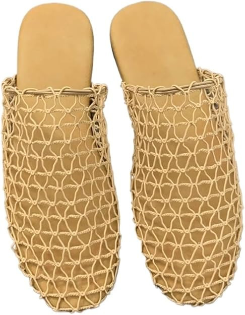 Mesh Women's Flats Slippers Sandals Woman Shoes Summer Fad Slip On Closed Toe(Yellow,5) | Amazon (US)