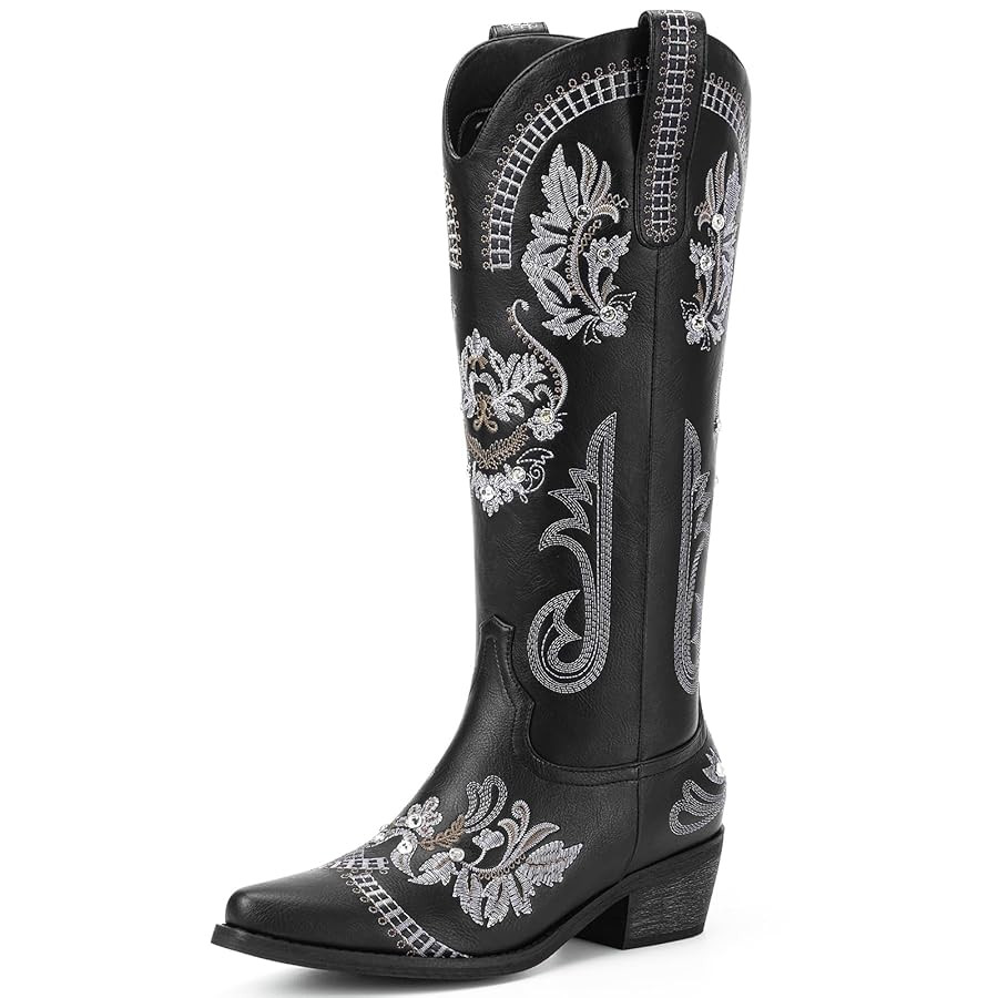 Lumeheel Cowboy Boots for Women - Knee High Western Cowgirl Boots, Sparkly Rhinestone Retro Count... | Amazon (US)