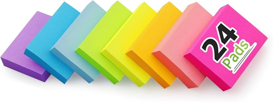 24 Pads Sticky Notes 1.5x2 inch Bright Colors Self-Stick Pads Total 1920 Sheets | Amazon (US)