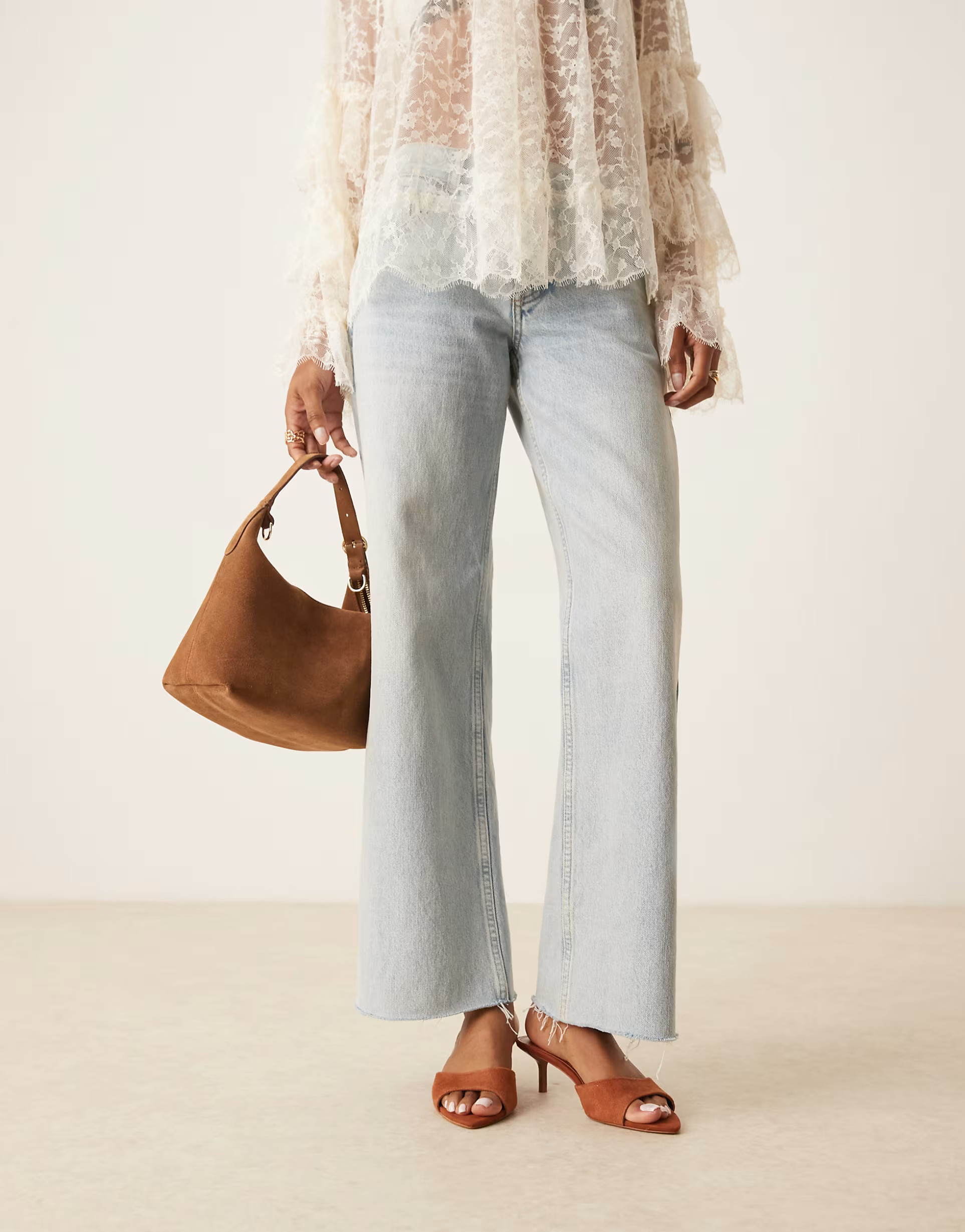 Mango suede open back heeled sandals in burnt orange | ASOS | ASOS (Global)