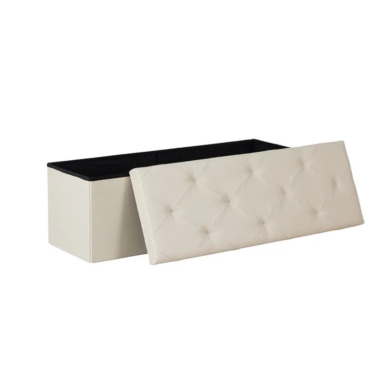 Gianna 43 Inch Folding Ottoman With Storage Bench, Bedside Storage Bench With Linen Top Cover and... | Walmart (US)