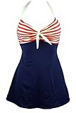 Womens Vintage Swim Dress Tummy Control One Piece Skirted Swimsuit Retro Bathing Suit | Amazon (US)