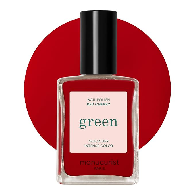Manucurist Green Quick Dry Nail Polish Red Cherry - Red Nail Polish - 9-Free, Plant-Based and Veg... | Amazon (US)