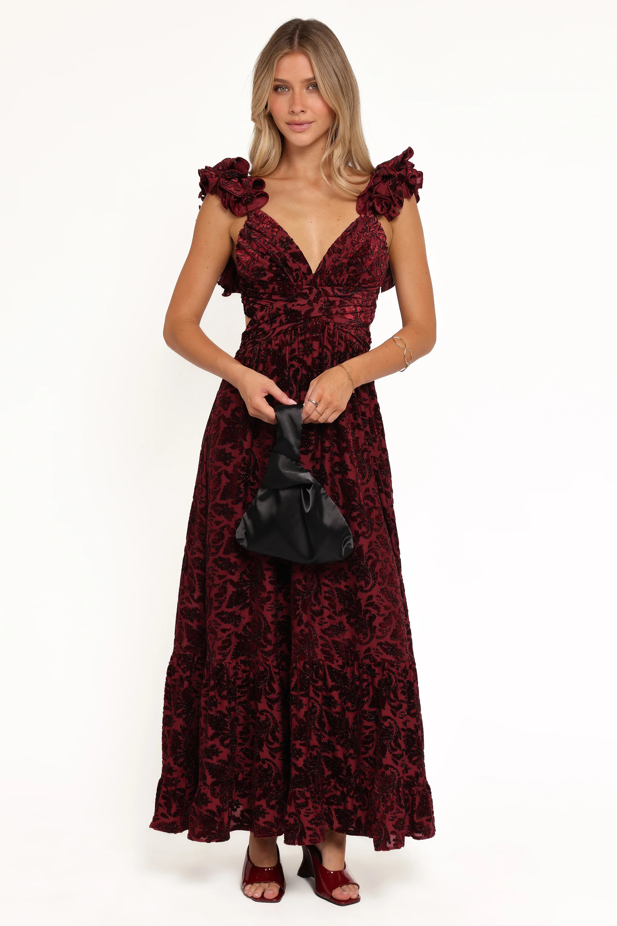 Harmony Maxi Dress - Burgundy Metallic Floral | Petal & Pup (US)