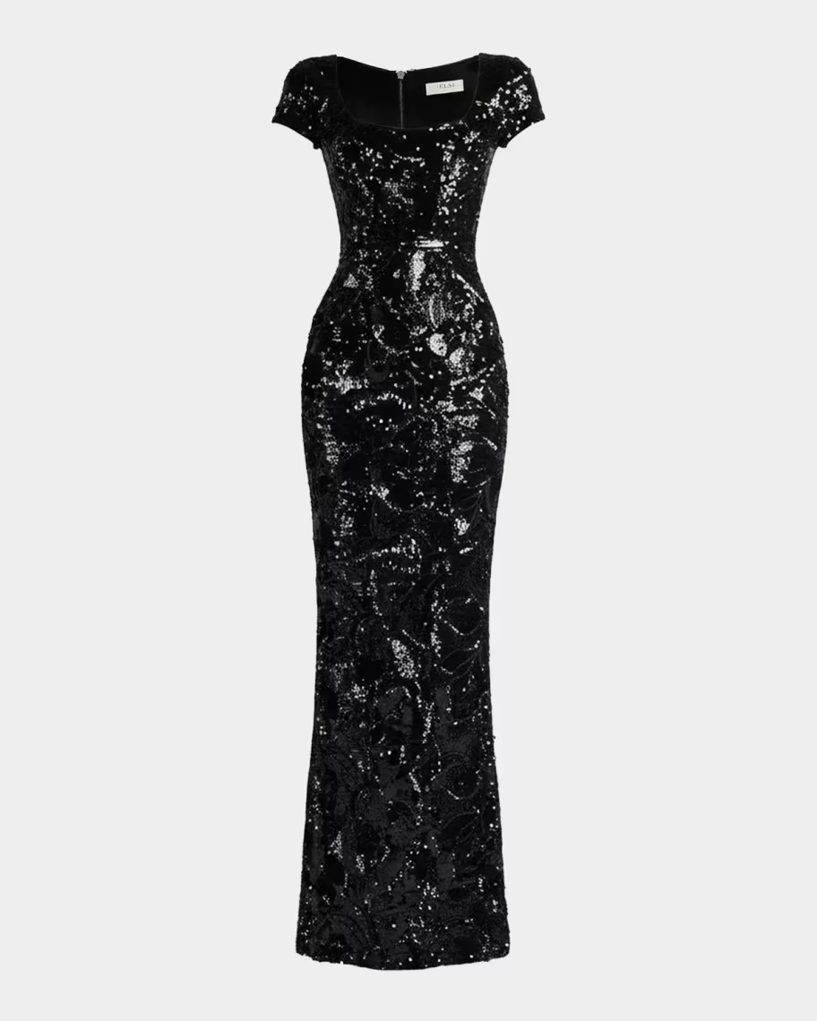 Danny Floral Sequin Column Gown | Neiman Marcus