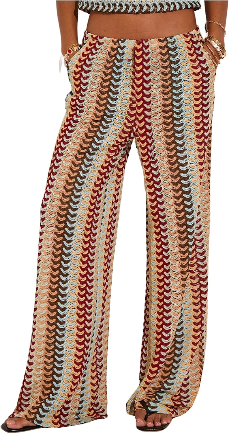 GORGLITTER Women's Crochet Pants Boho Summer Beach Low Rise Wide Leg Pants | Amazon (US)