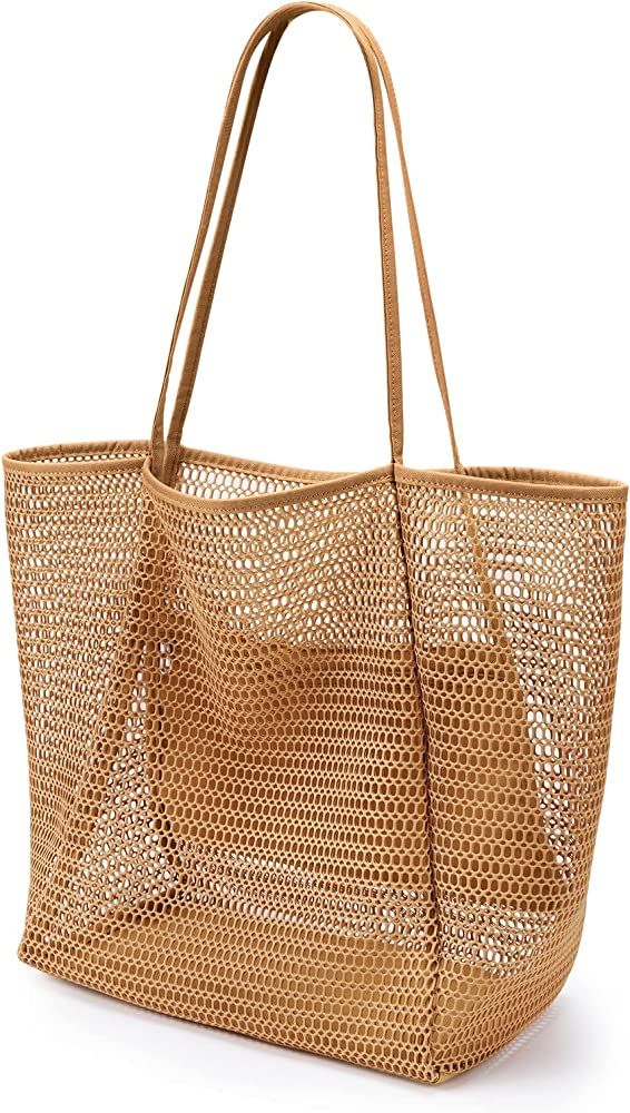 KALIDI Beach Mesh Tote Bag, Casual Tote Bag Hobo Women Foldable MAX 23L Shoulder Grocery Bag For ... | Amazon (US)