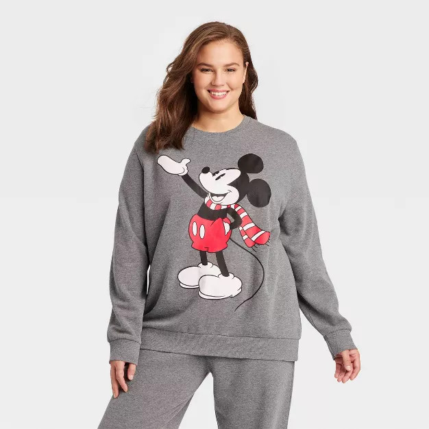 Adult Disney Mickey Mouse Graphic Sweatshirt - Charcoal Gray | Target