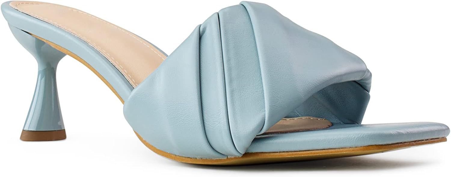 RF ROOM OF FASHION Women's Open Square Toe Slide On Mid Heel Sandals | Amazon (US)