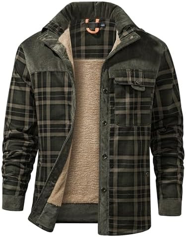 Mr.Stream Men's Outdoor Casual Vintage Long Sleeve Plaid Flannel Button Down Shirt Jacket | Amazon (US)