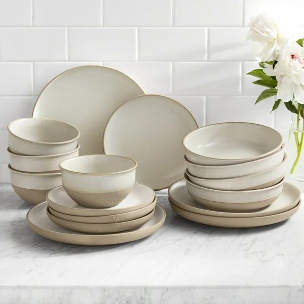 Better Homes & Gardens Cream 16-Piece Dinnerware Set by Dave & Jenny Marrs - Walmart.com | Walmart (US)