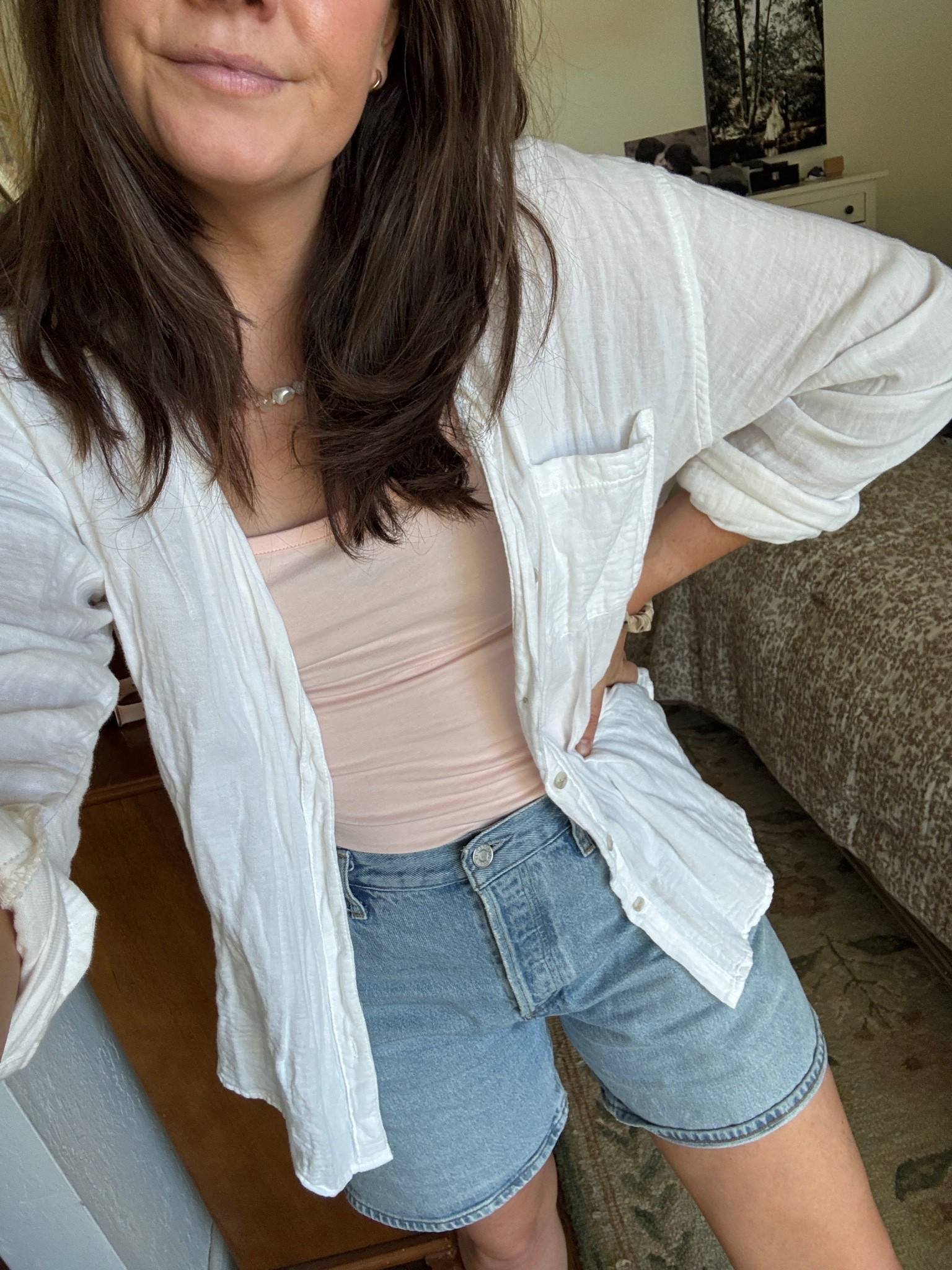 Obsessed with these shorts !! Second time renting them from Nuuly- miiiight have to pull the trigger on these!! True ton size. Obsessed with this tank top too- gives the look of a bodysuit without being a bodysuit! Prettiest color and on sale! 🙌🏻💕

#LTKootd #LTKSaleAlert #LTKdayinmylife