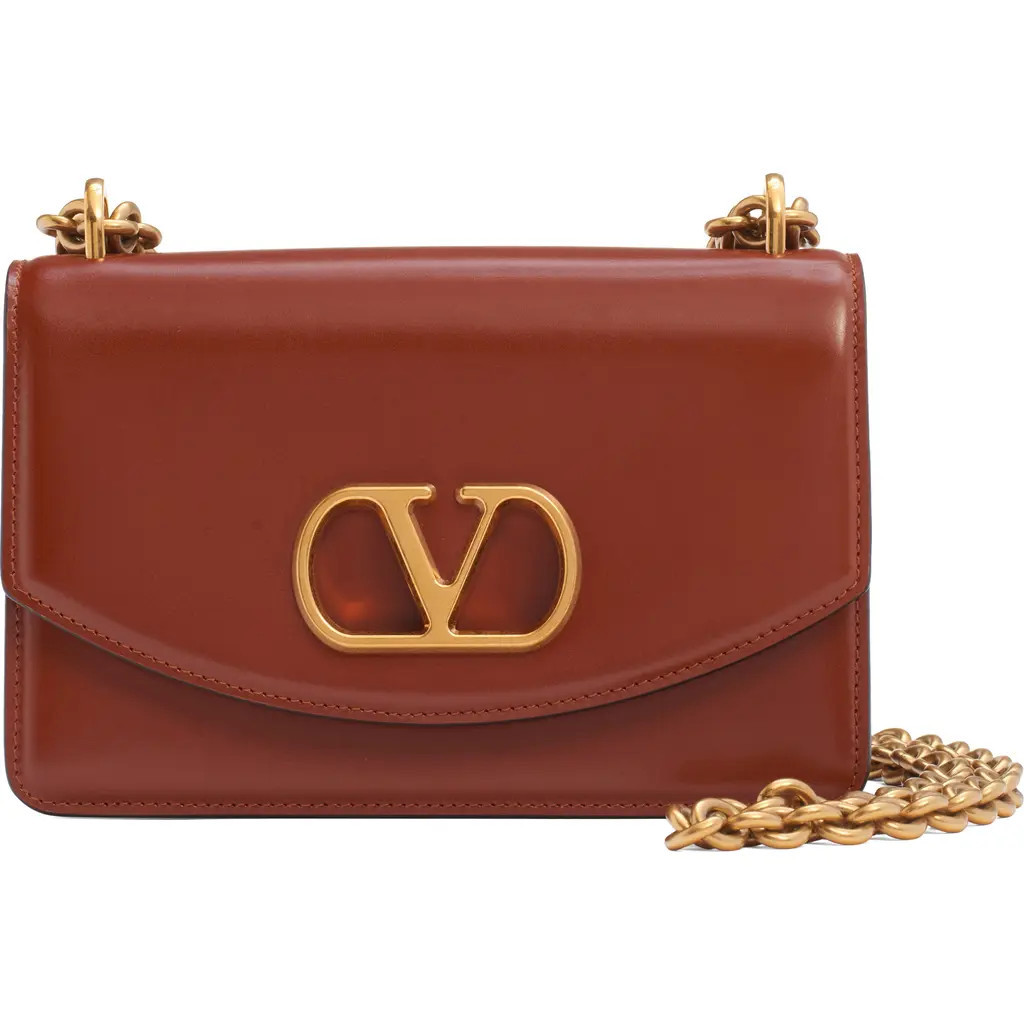 Valentino Garavani Small Vain VLOGO Leather Shoulder Bag in Wuc Dark Brandy at Nordstrom | Nordstrom