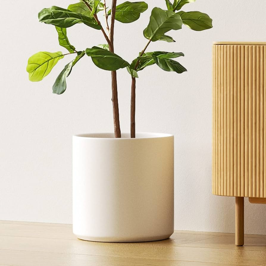 LE TAUCI 12 Inch Pot for Plants, Ceramic Planters for Indoor Plants, Mid-Century Modern Cylinder ... | Amazon (US)
