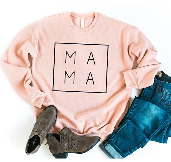 MAMA motherhood mom life Sweater Sweatshirt Autumn Fall Gift For Moms Mothers M A M A Sweater hoo... | Etsy (US)