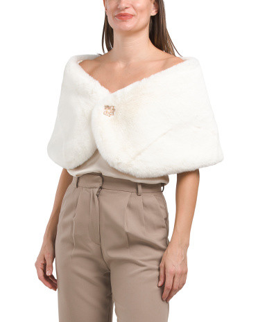 Faux Fur Stole With Gem Clasp | Marshalls