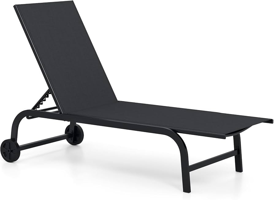 COSTWAY Sonnenliege mit Rollen, Gartenliege mit 6-Fach Verstellbarer R\u00fcckenlehne und schnell... | Amazon (DE)