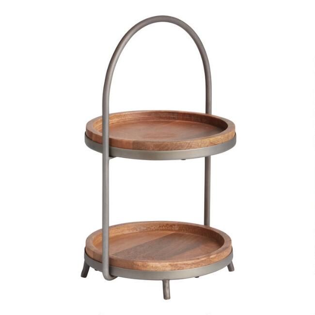 Wood and Metal 2-Tier Serving Stand | World Market